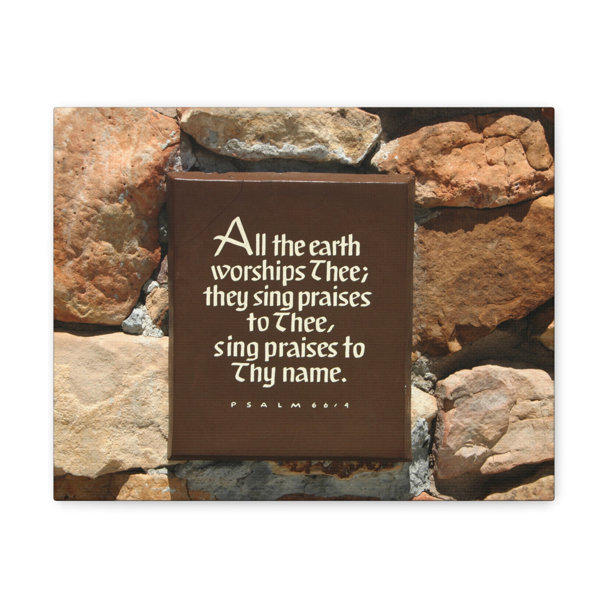 Scripture Walls Worships Thee Psalm 66:4 Bible Verse Canvas Christian Wall Art Ready to Hang-Express Your Love Gifts