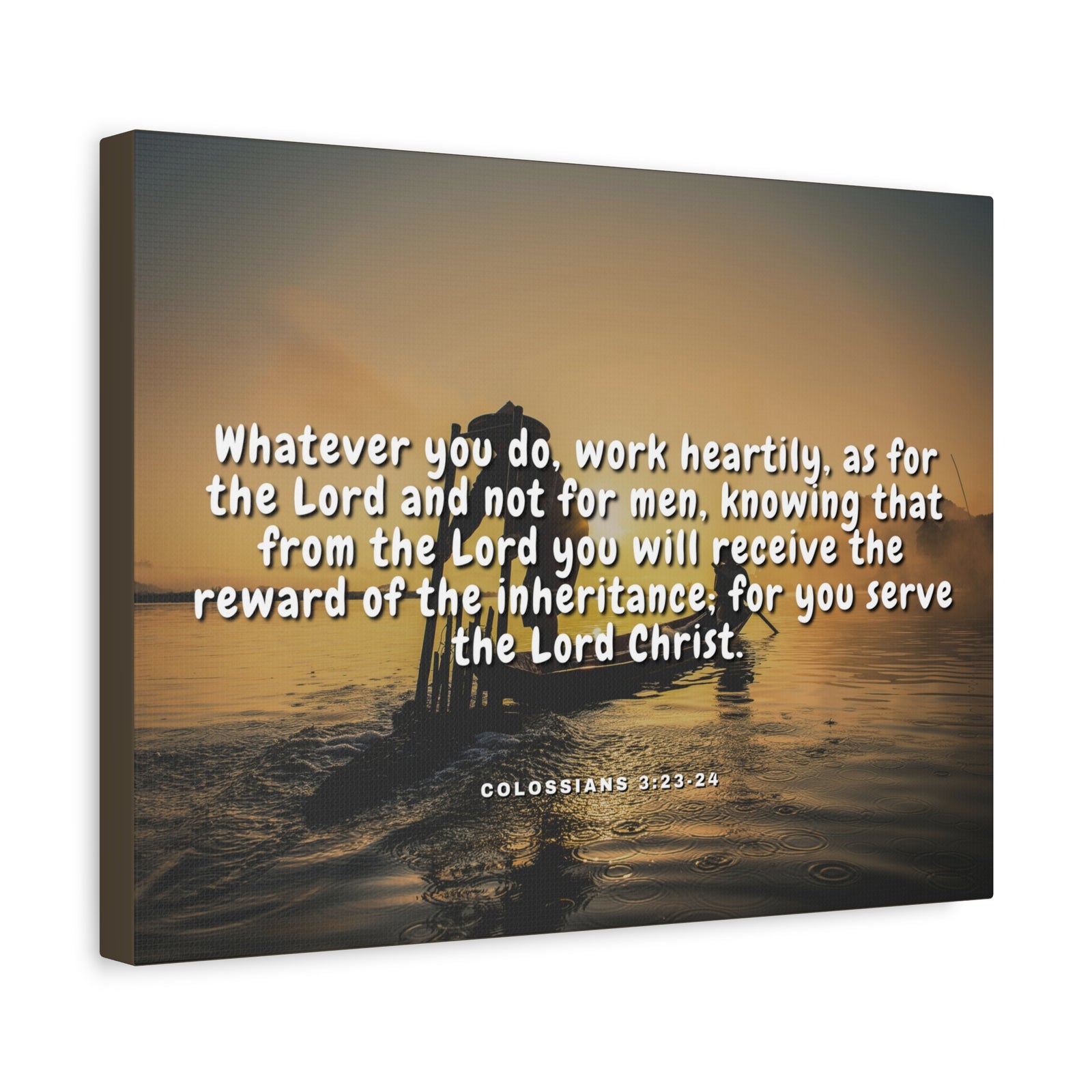 Scripture Canvas Working For God Colossians 3:23 - 24 Christian Wall Art Bible Verse Print Ready to Hang-Express Your Love Gifts