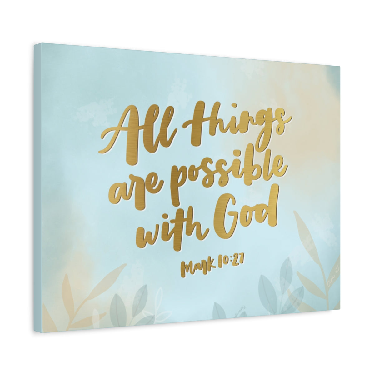 Scripture Canvas Possible With God Mark 10:27 Christian Wall Art Bible Verse Print Ready to Hang