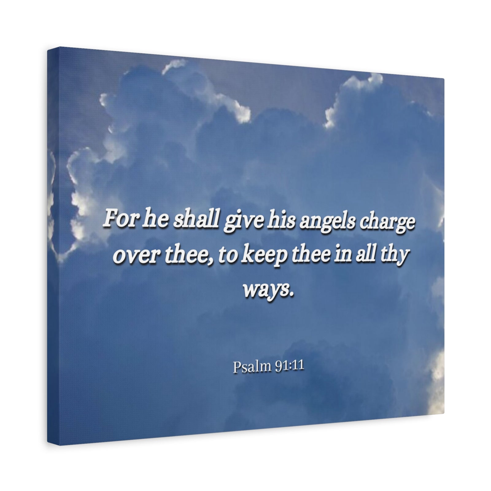 Scripture Canvas Angels Over Thee Psalm 91:11 Christian Wall Art Bible Verse Print Ready to Hang-Express Your Love Gifts