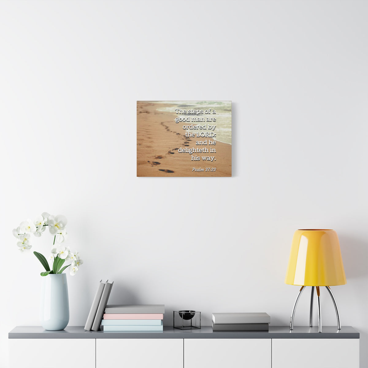 Scripture Canvas The Steps Psalm 37:23 Christian Wall Art Bible Verse Print Ready to Hang-Express Your Love Gifts