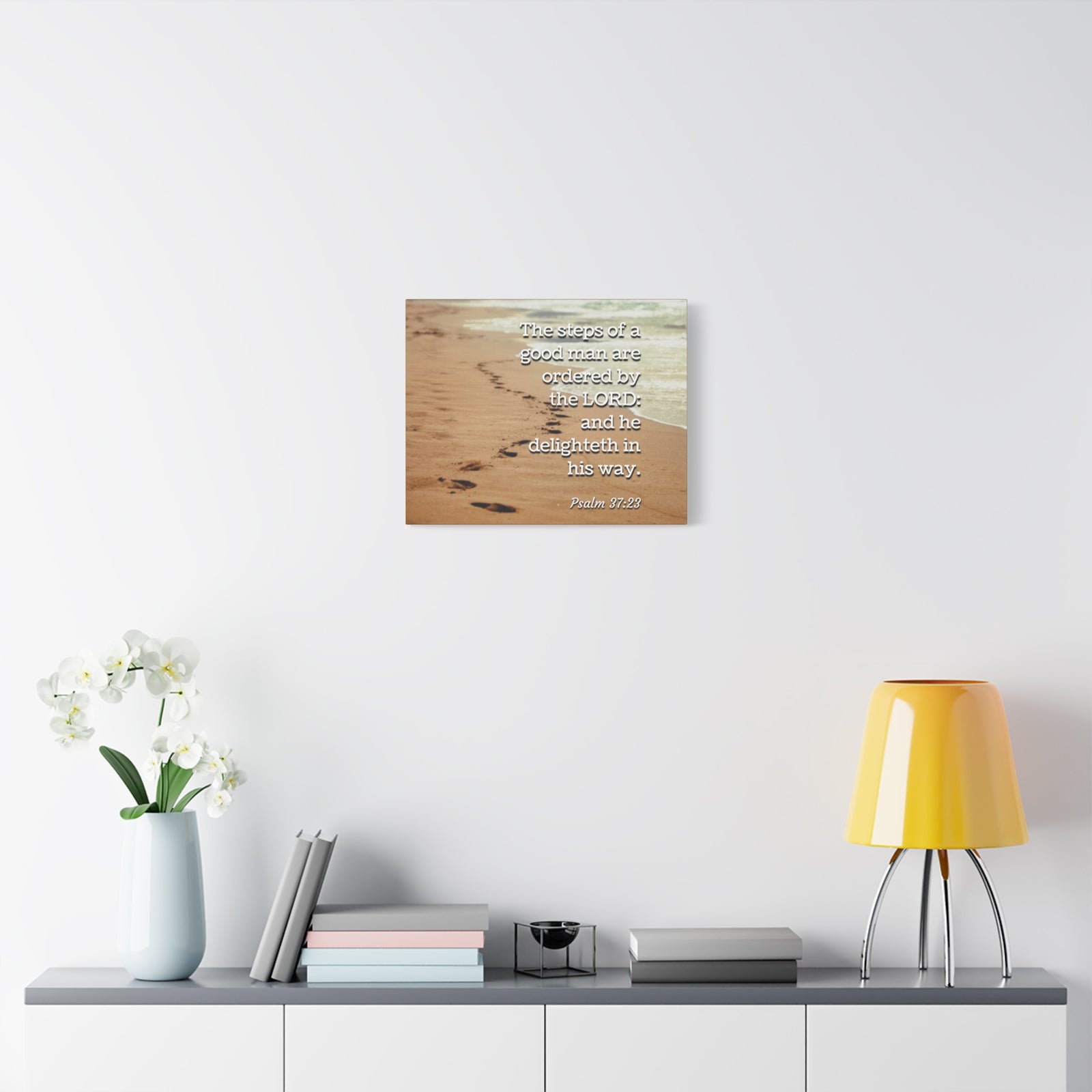 Scripture Canvas The Steps Psalm 37:23 Christian Wall Art Bible Verse Print Ready to Hang-Express Your Love Gifts