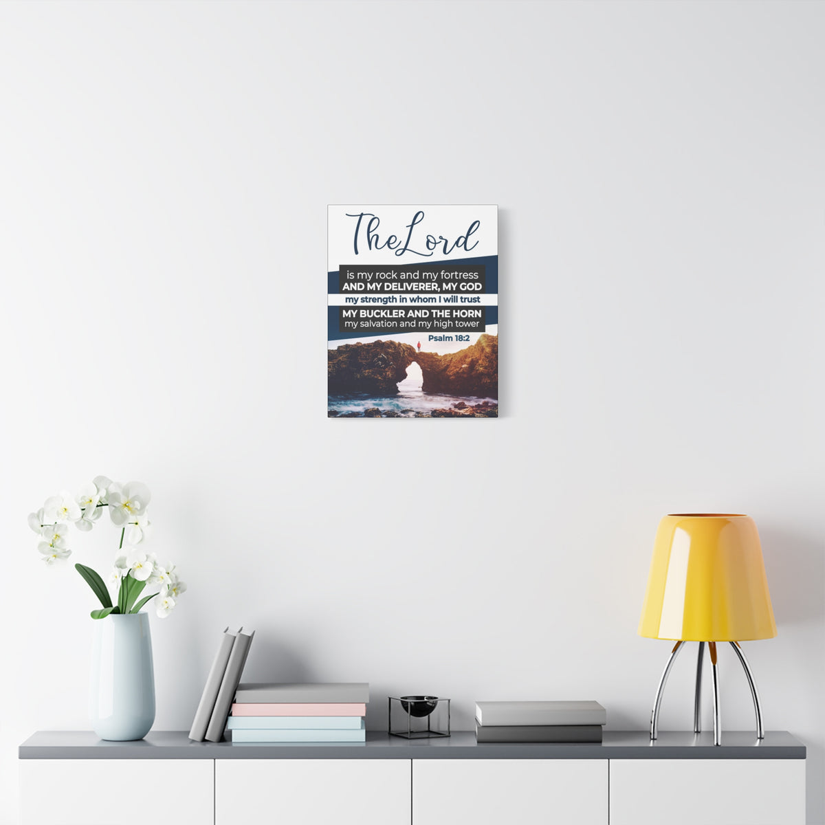 Scripture Canvas The Lord is My Rock Psalm 18:2 KJV Christian Wall Art Bible Verse Print Ready to Hang-Express Your Love Gifts