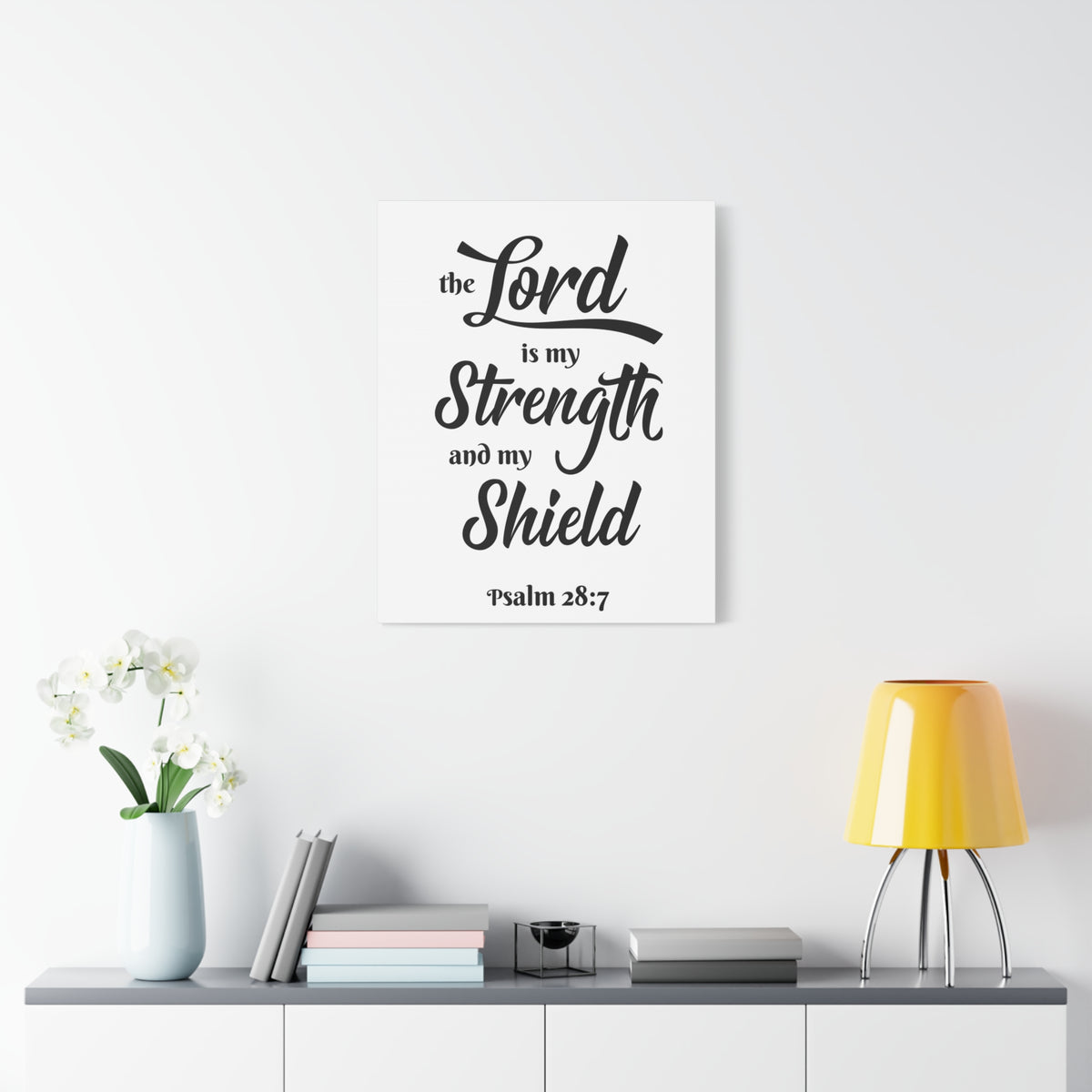 Scripture Wall The Lord Is My Strength Psalm 28:7 Bible Verse Canvas Christian Wall Art Ready To Hang-Express Your Love Gifts