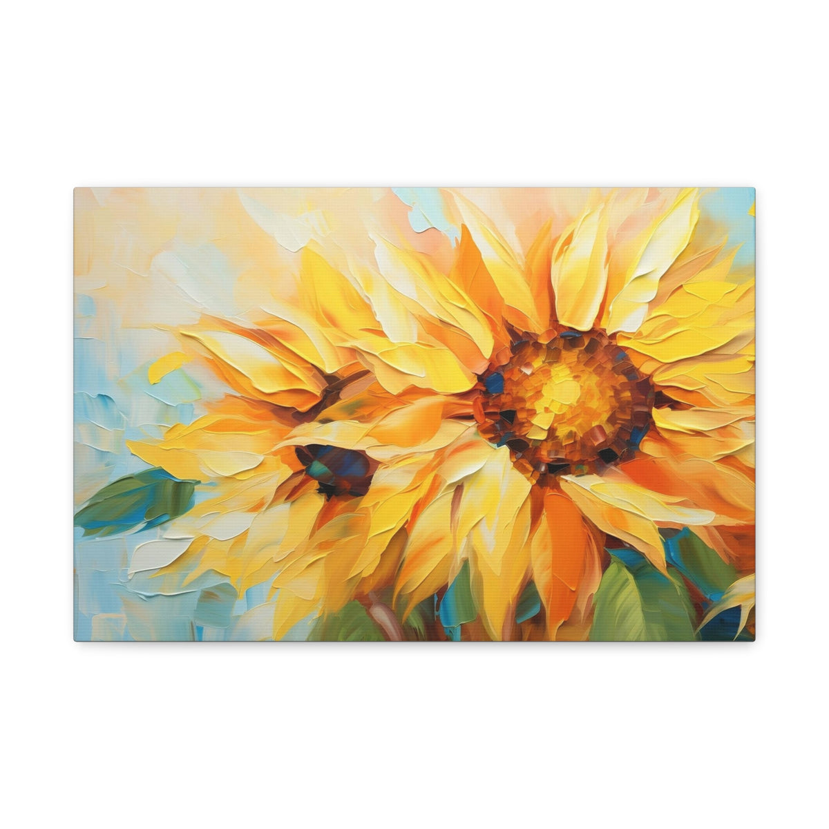 Sunflower Acrylic Painting Contemporary Blossom Canvas Wall Art for Home Decor Ready-to-Hang-Express Your Love Gifts