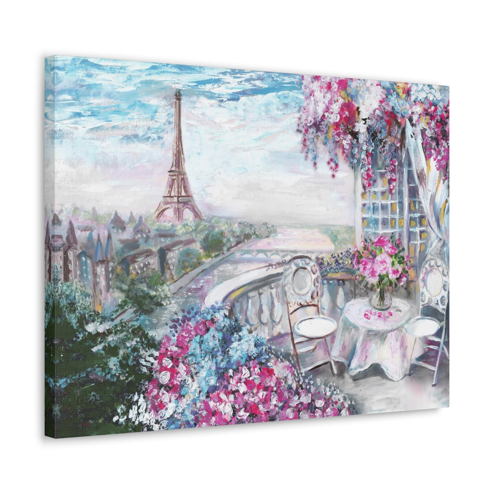Paris Pink Eiffel Tower France Canvas Artwork High-Quality Breathtaking French City for Home Decor Ready to Hang-Express Your Love Gifts