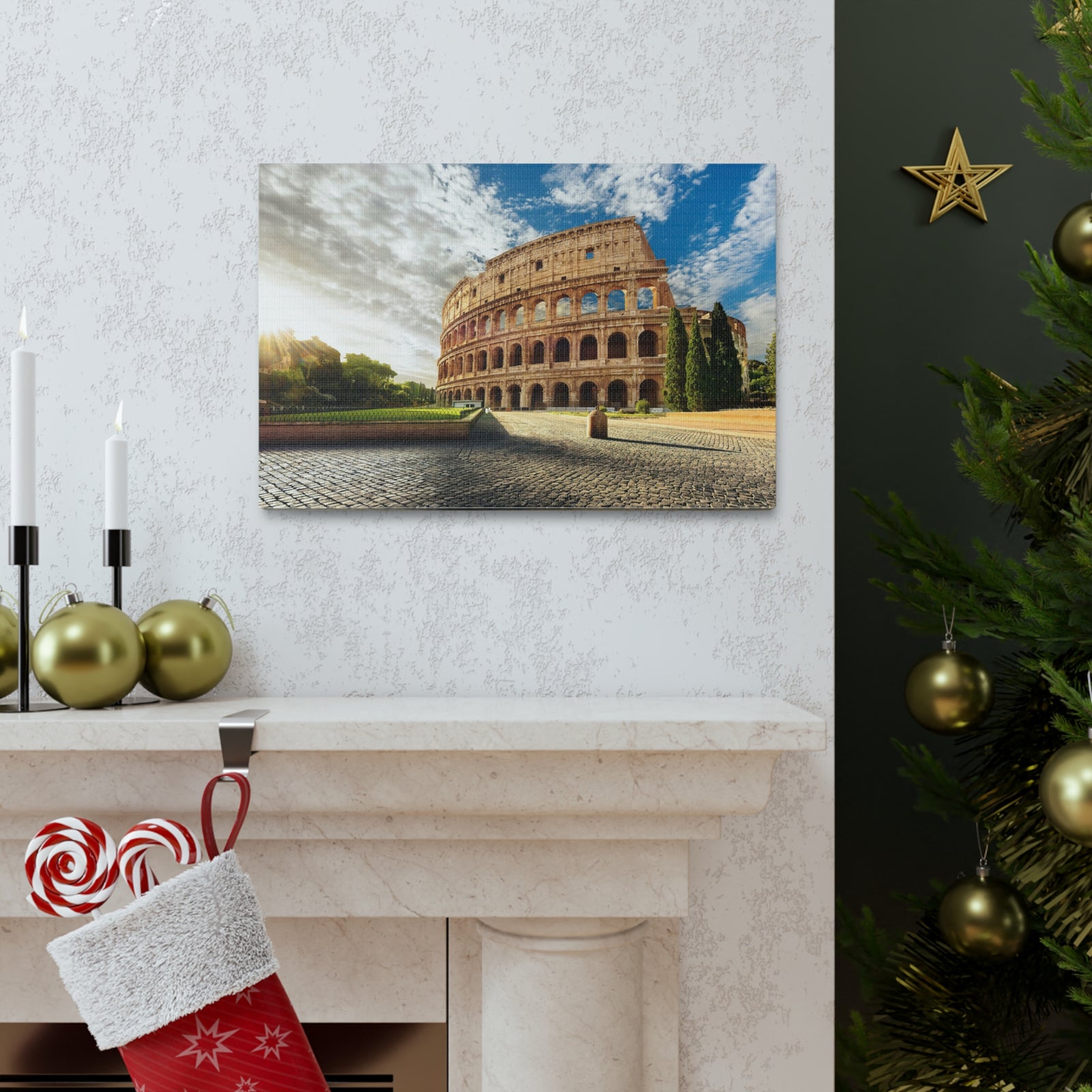 Italy Colosseum in Rome Modern Multicolor Scenic Nature Photography Canvas Home Office Decor Ready to Hang-Express Your Love Gifts