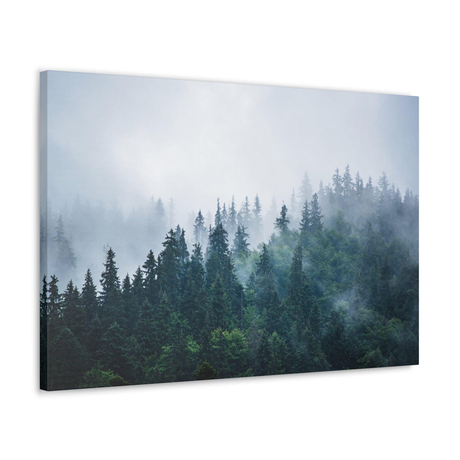 Misty Dark Mountain Forest Nature Wilderness Photography Canvas Wall Art for Home Decor Ready-to-Hang-Express Your Love Gifts