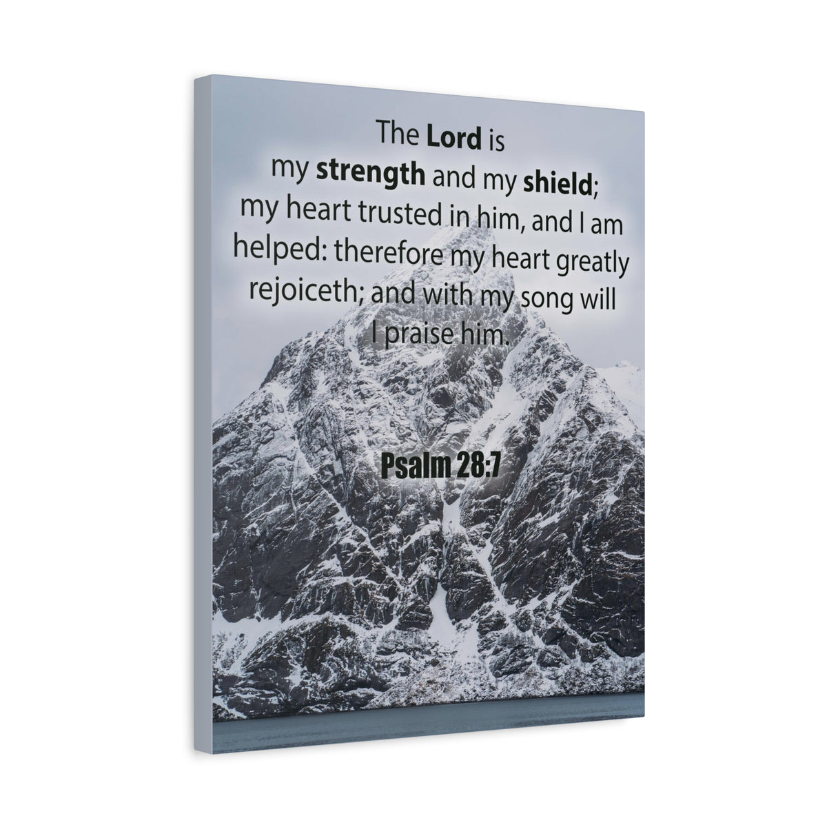 Bible Verse CanvasThe Lord is My Strength and Shield Psalm 28:7 Christian Home Decor Scripture Art-Express Your Love Gifts
