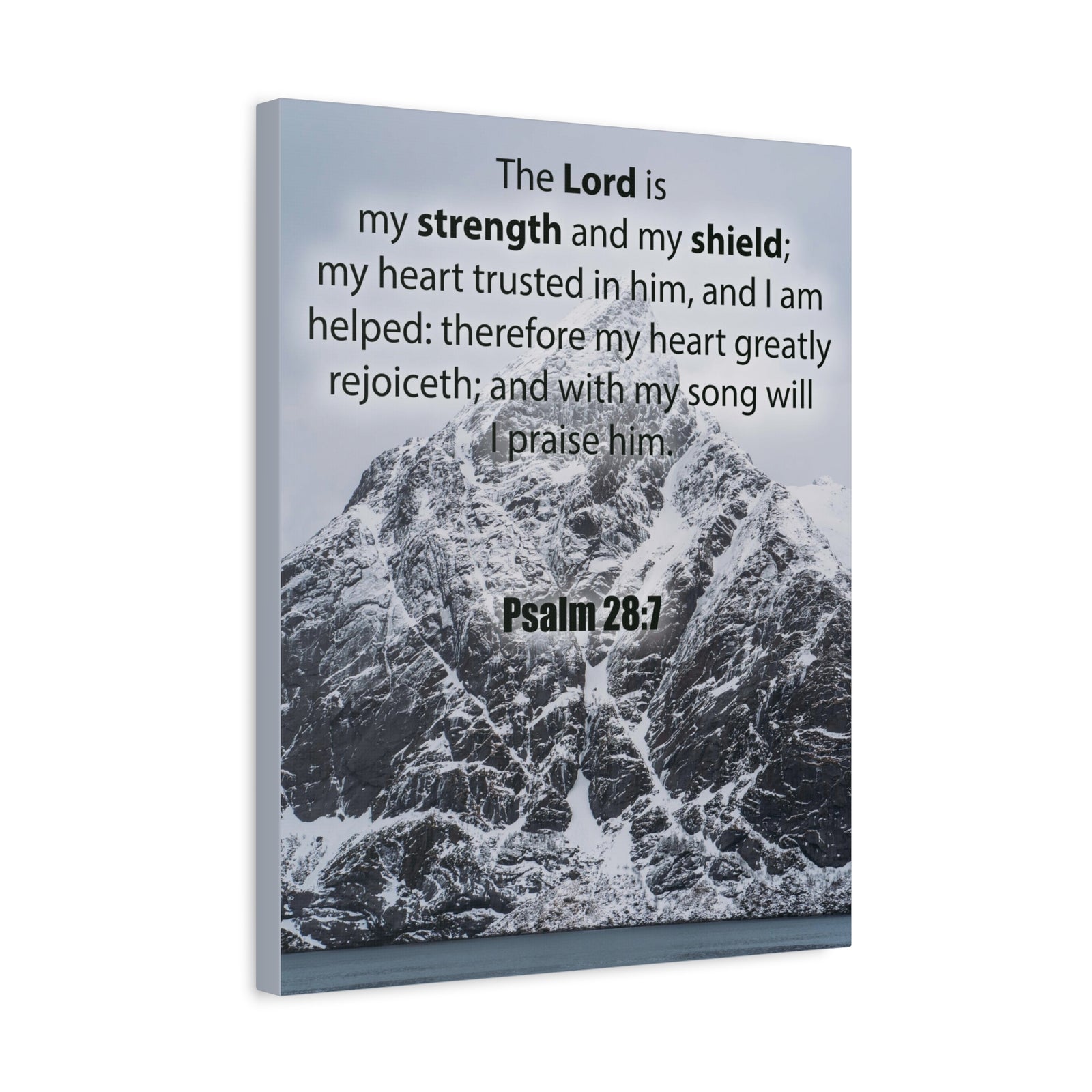 Bible Verse CanvasThe Lord is My Strength and Shield Psalm 28:7 Christian Home Decor Scripture Art-Express Your Love Gifts