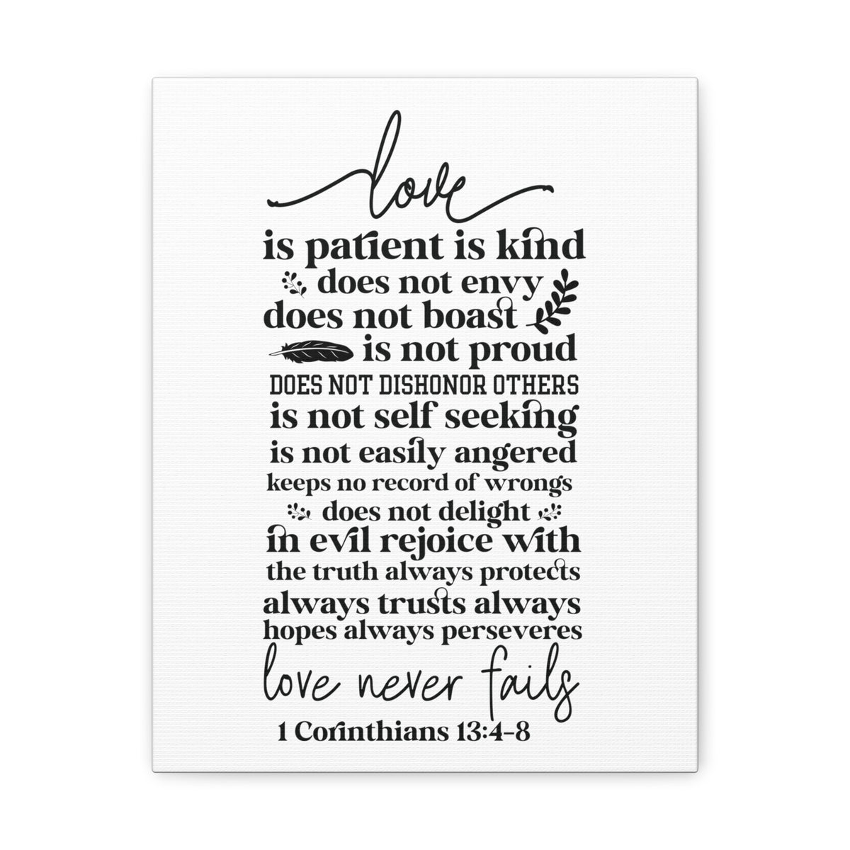 Scripture Walls 1 Corinthians 13:4-8 Love Is Bible Verse Canvas Christian Wall Art Ready to Hang Unframed-Express Your Love Gifts
