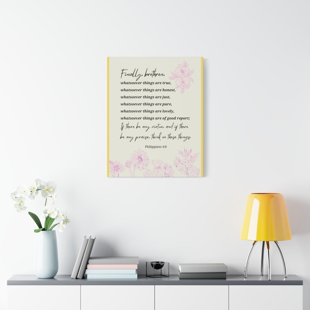 Scripture Canvas Whatsoever Things Are Philippians 4:8 Christian Wall Art Bible Verse Print Ready to Hang-Express Your Love Gifts