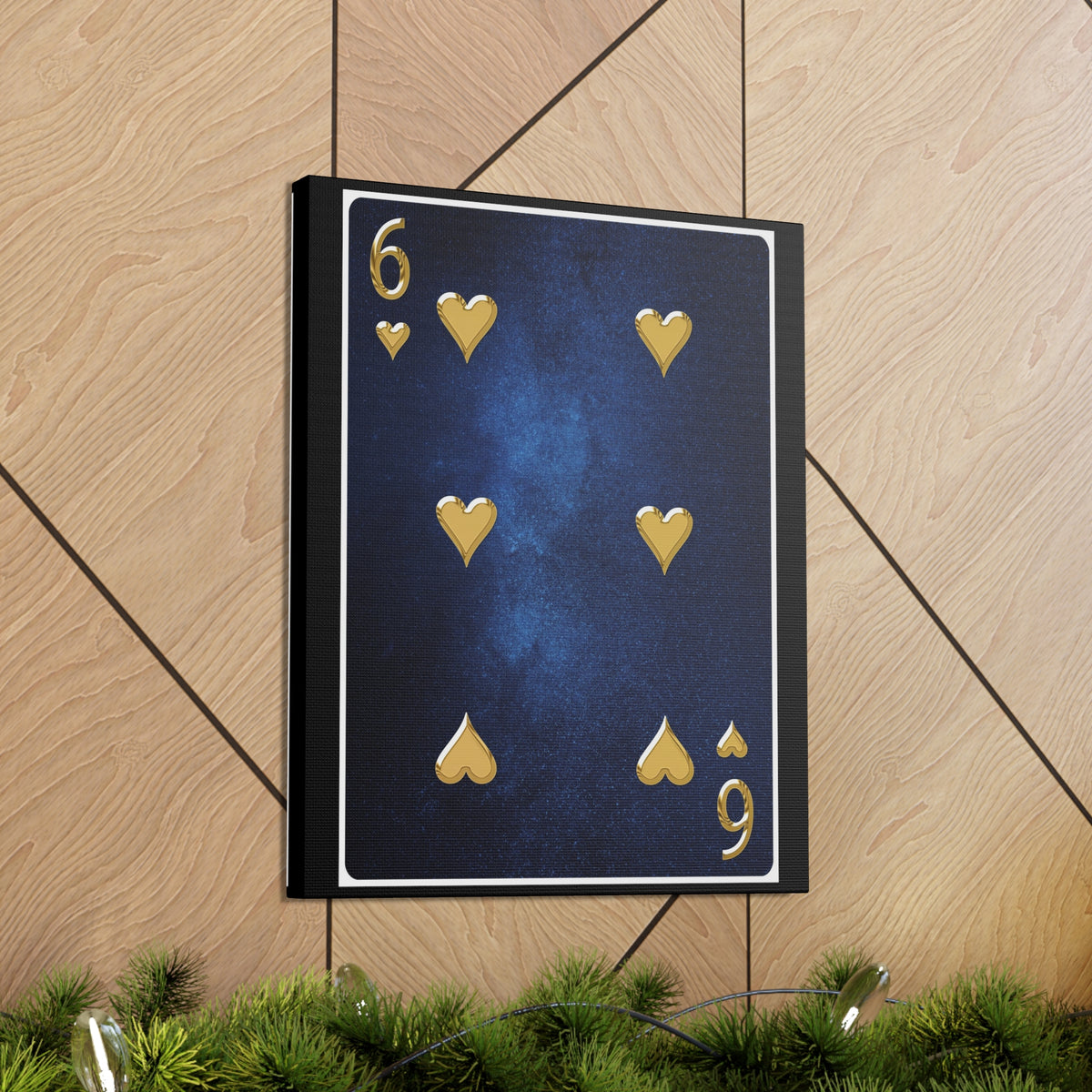 Six Of Hearts Space Background Playing Card Canvas Wall Art for Home Decor Ready-to-Hang-Express Your Love Gifts