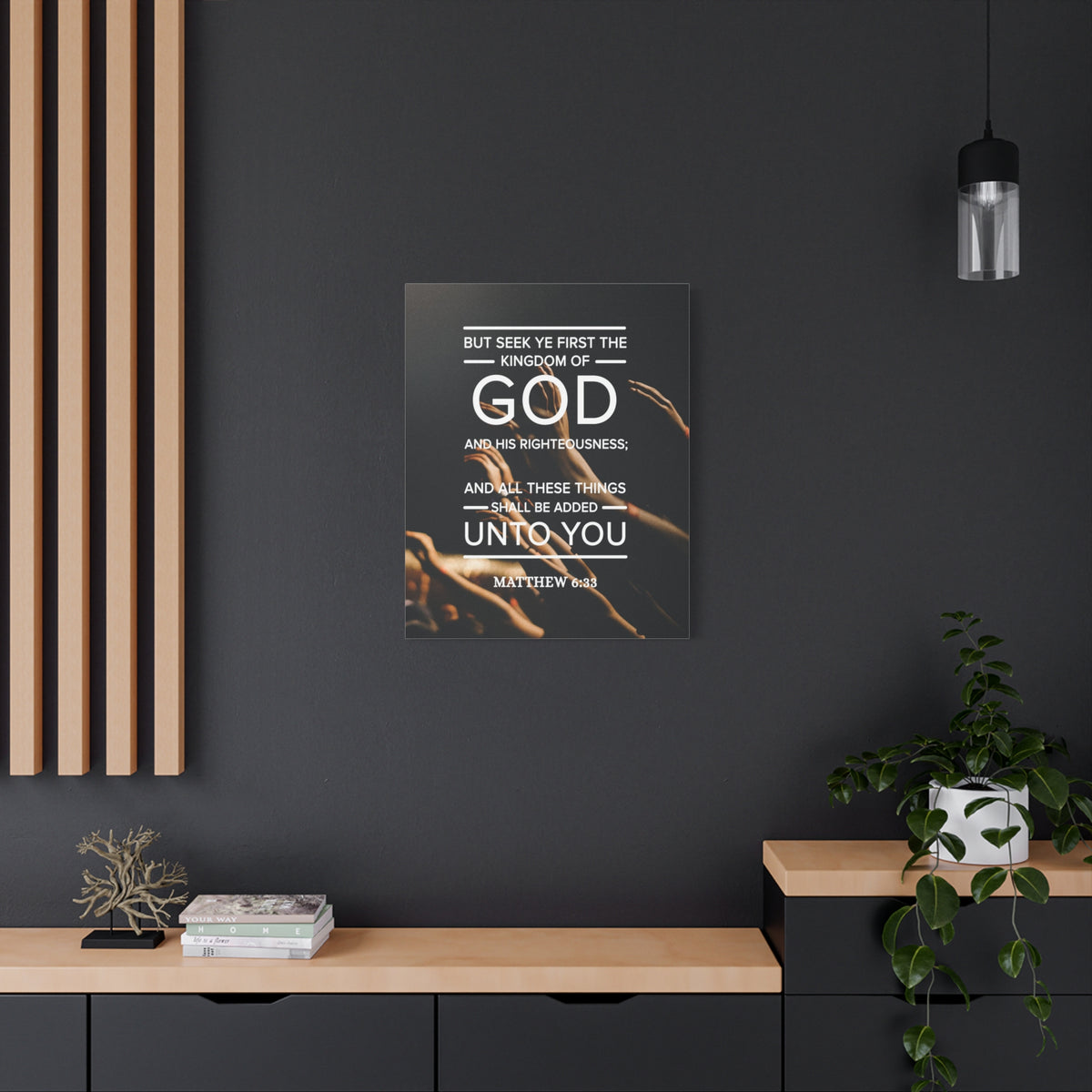 Scripture Canvas Kingdom of God Matthew 6:33 Christian Wall Art Bible Verse Print Ready to Hang-Express Your Love Gifts