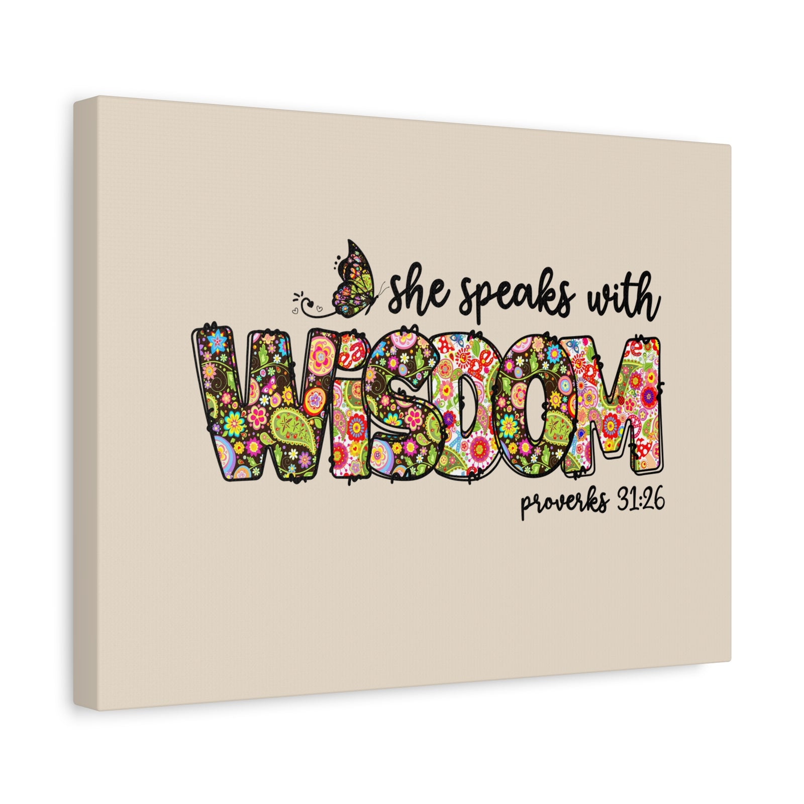 Scripture Walls She Speaks With Wisdom Proverbs 31:26 Bible Verse Canvas Christian Wall Art Ready to Hang-Express Your Love Gifts