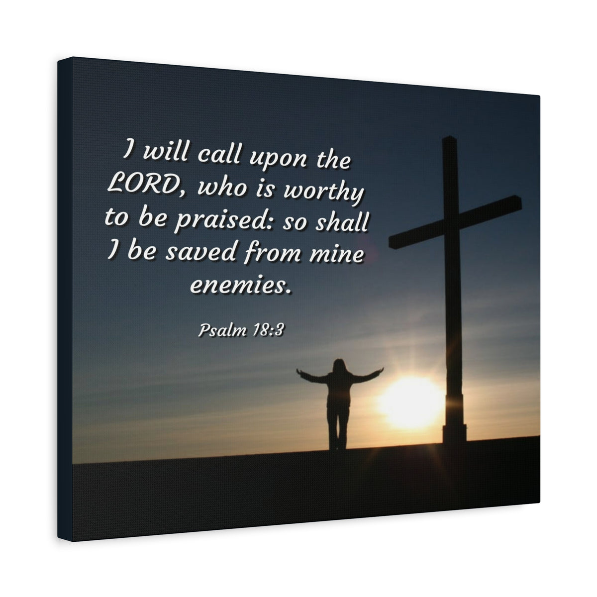 Scripture Canvas Worthy Psalm 18:3 Christian Wall Art Bible Verse Print Ready to Hang-Express Your Love Gifts