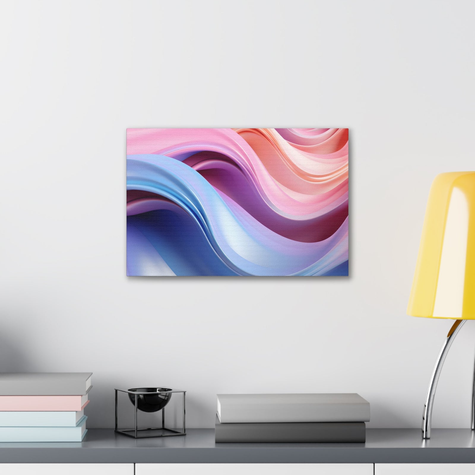 Purple And Blue Abstract Soft Pastel Waves Canvas Wall Art for Home Decor Ready-to-Hang-Express Your Love Gifts