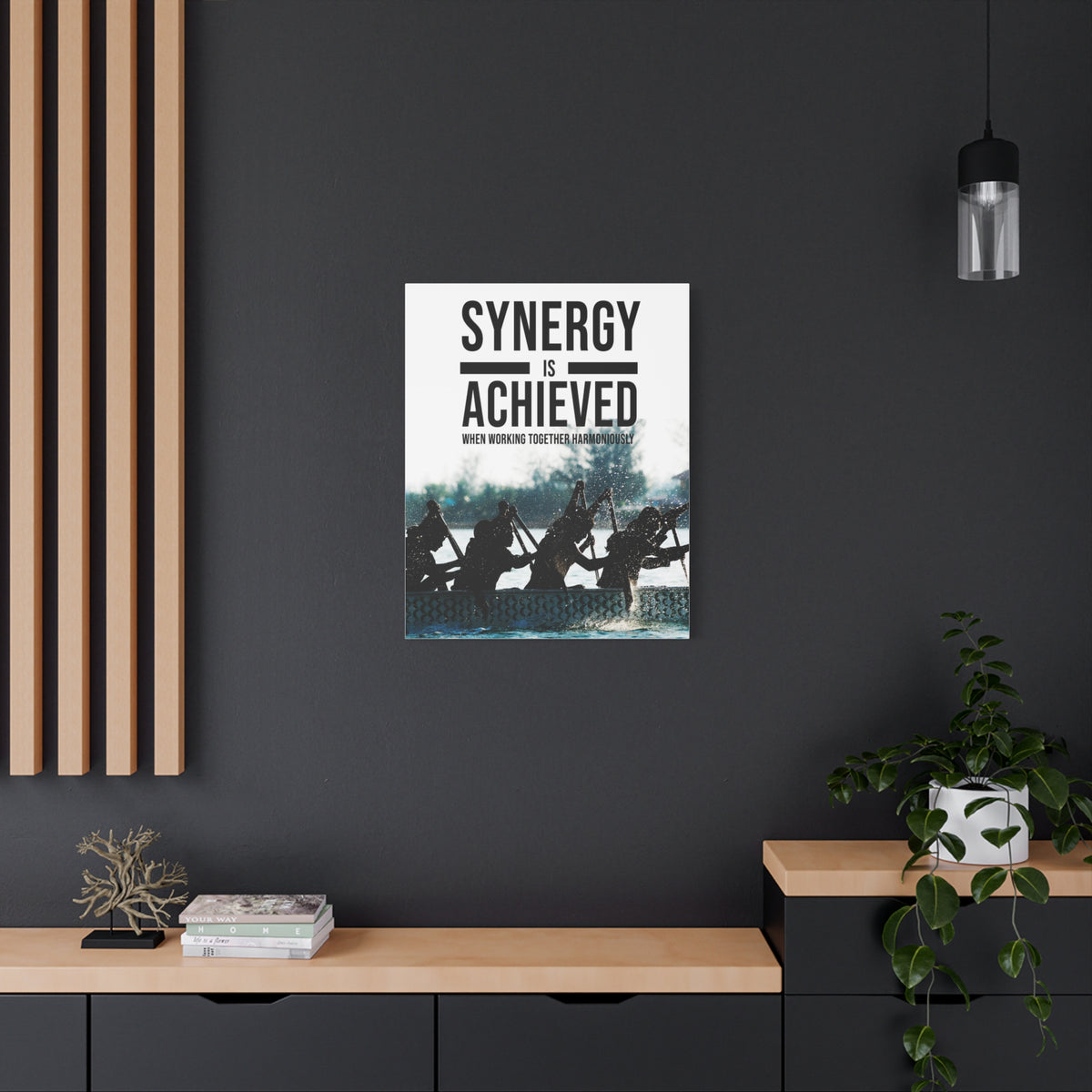 Synergy is Achieved Motivational Printed On Ready To Hang Stretched Canvas Wall Art-Express Your Love Gifts