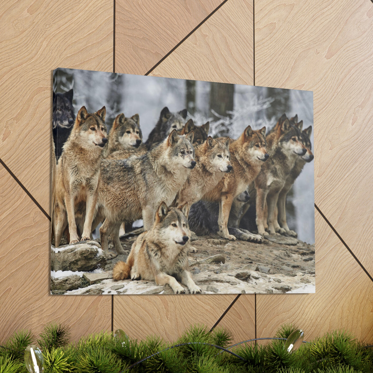 Wolf Pack Ready To Hang Stretched Canvas Wall Art-Express Your Love Gifts