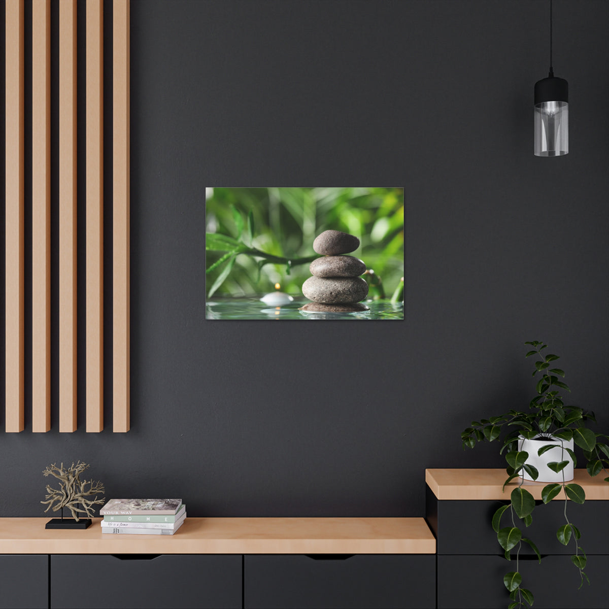 Candle with Bamboo Stem Forest Floral Nature Photography Canvas Wall Art for Home Decor Ready-to-Hang-Express Your Love Gifts
