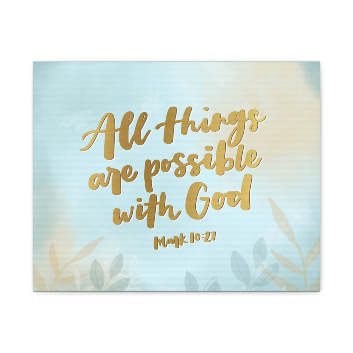 Scripture Canvas Possible With God Mark 10:27 Christian Wall Art Bible Verse Print Ready to Hang