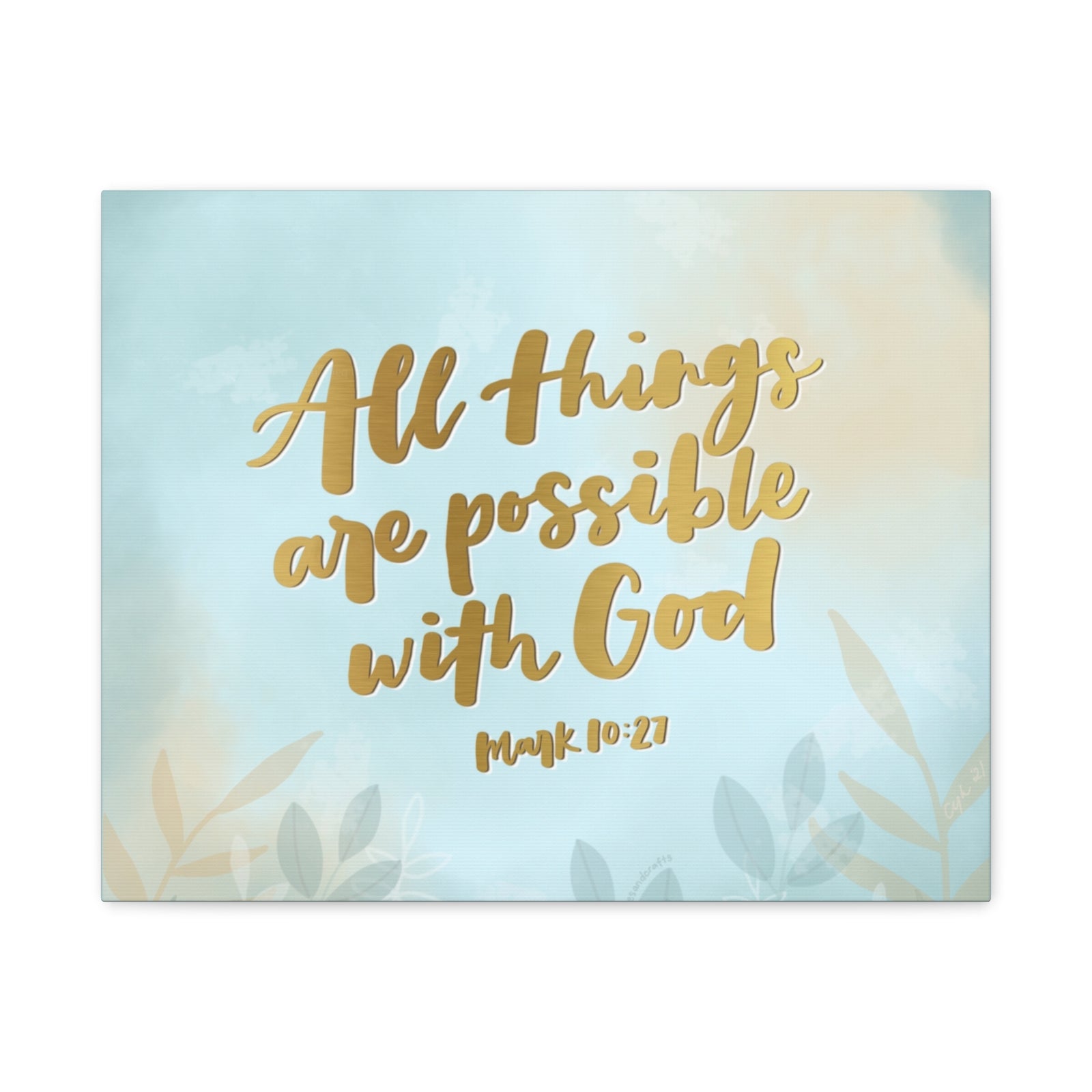 Scripture Canvas Possible With God Mark 10:27 Christian Wall Art Bible Verse Print Ready to Hang