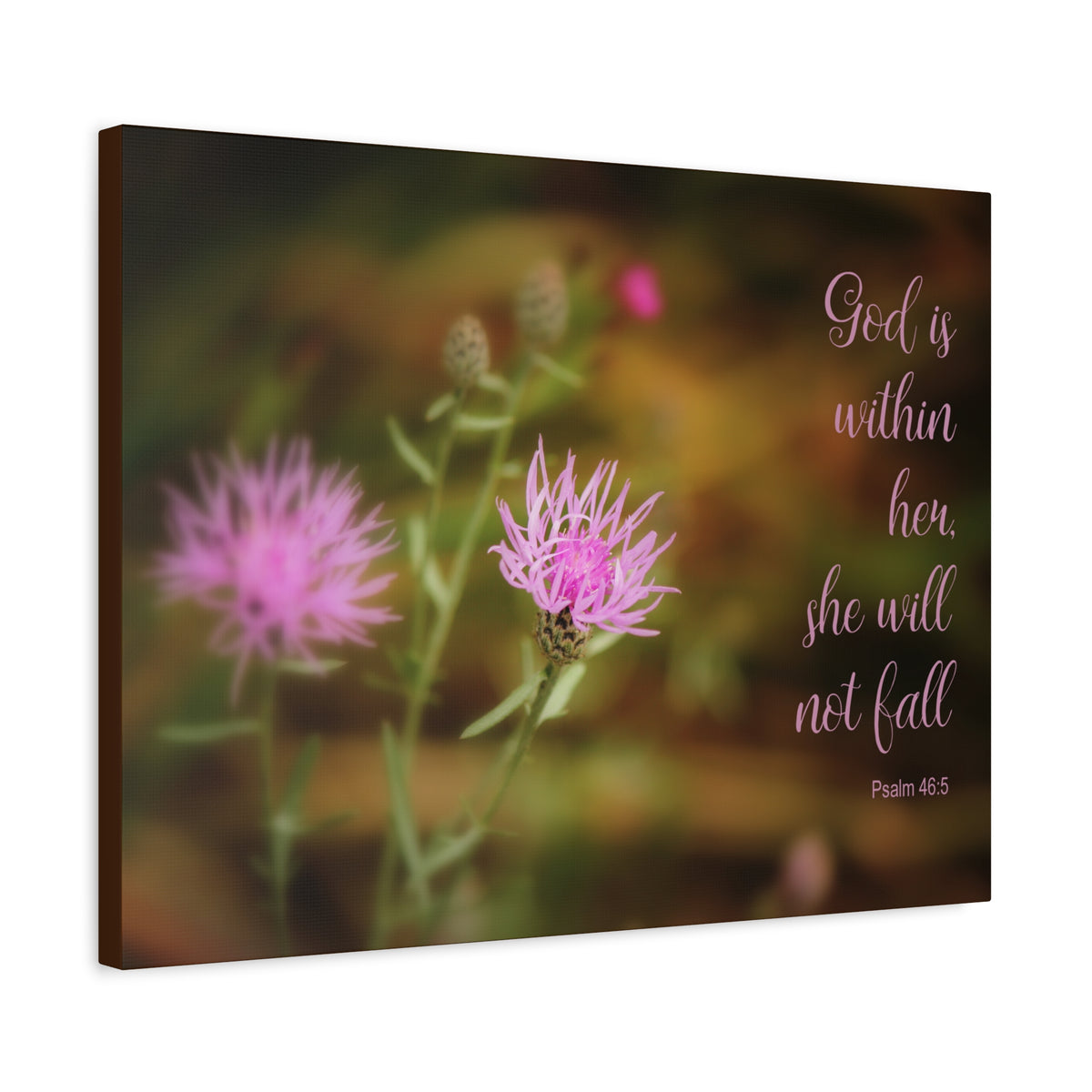 Scripture Canvas God Is Within Her Psalm 46:5 Flower Christian Wall Art Bible Verse Print Ready to Hang-Express Your Love Gifts