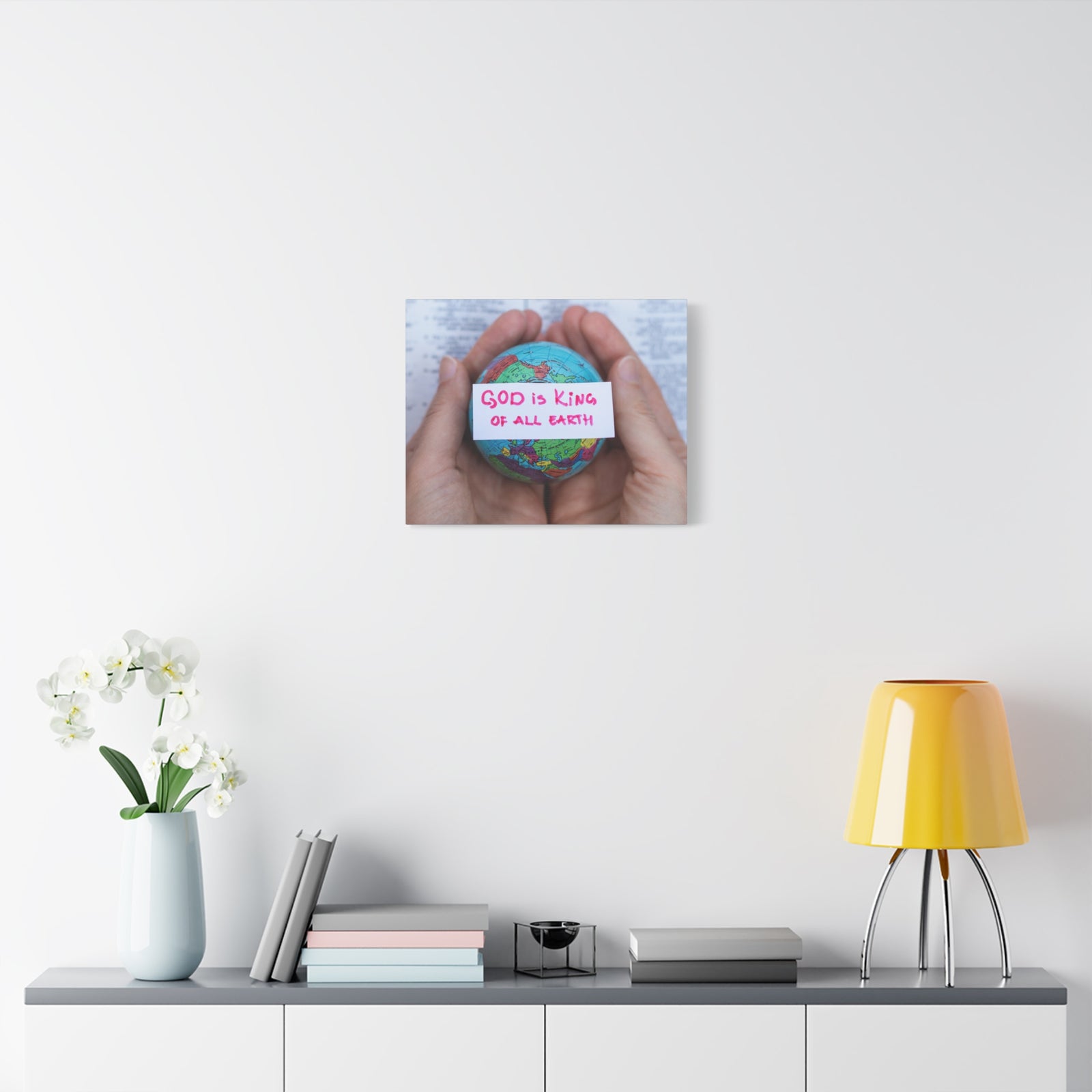 Scripture Canvas King Of All Earth Psalm 29:10 Christian Wall Art Bible Verse Print Ready to Hang-Express Your Love Gifts