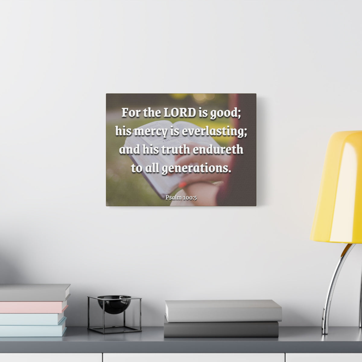 Scripture Canvas Mercy Is Everlasting Psalms 100:5 Christian Wall Art Bible Verse Print Ready to Hang-Express Your Love Gifts