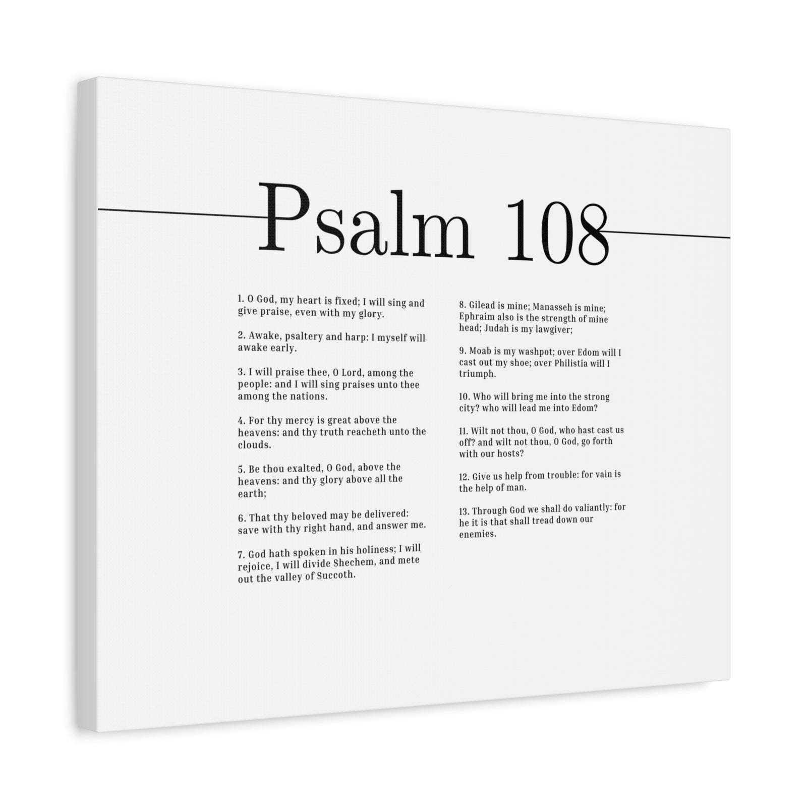 Scripture Canvas I Will Sing And Give Praise Psalm 108 Christian Wall Art Bible Verse Print Ready to Hang-Express Your Love Gifts