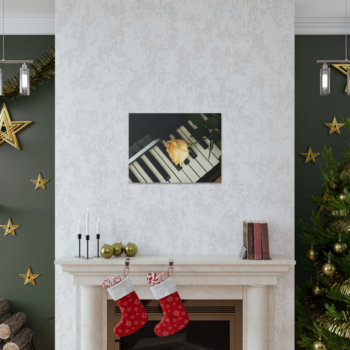 Piano Rose Music Lover's Delight Piano Keyboard Canvas Wall Art for Home Decor Ready-to-Hang-Express Your Love Gifts