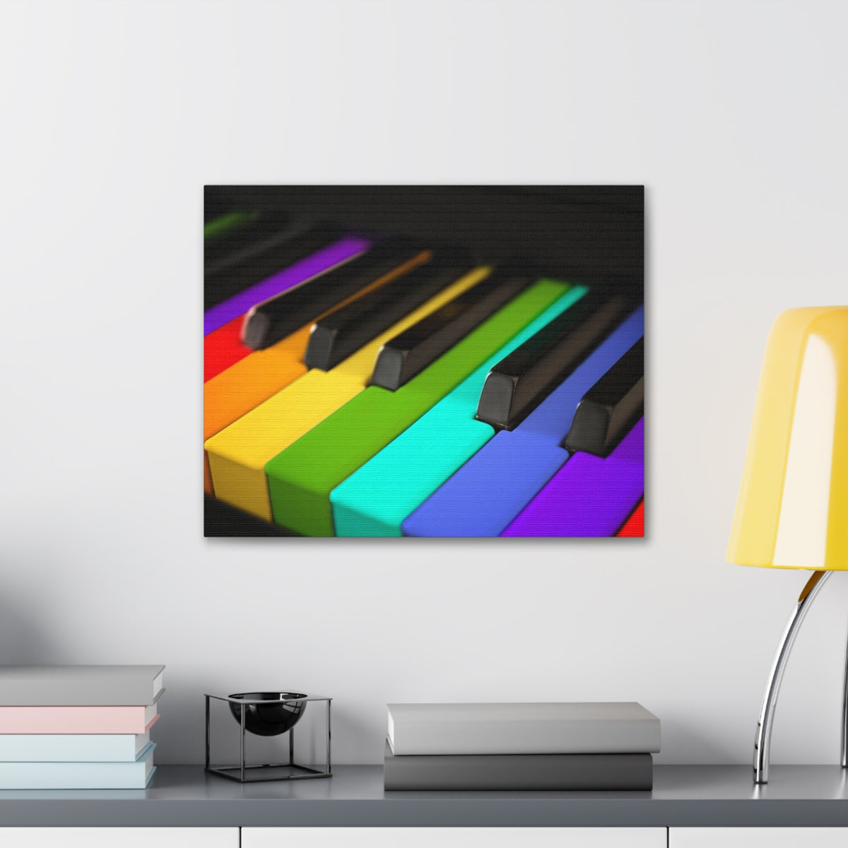 Piano Keys In Rainbow Music Lover's Delight Piano Keyboard Canvas Wall Art for Home Decor Ready-to-Hang-Express Your Love Gifts