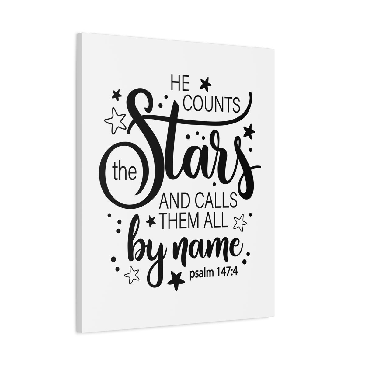 Scripture Canvas He Counts The Stars Psalm 147:4 Christian Wall Art Bible Verse Print Ready To Hang-Express Your Love Gifts
