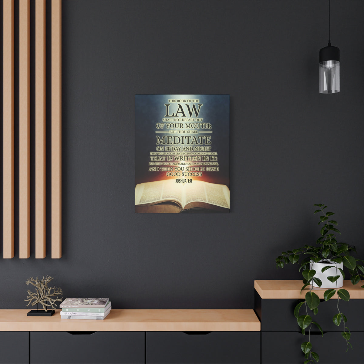 Scripture Canvas Book of the Law Joshua 1:8 Christian Wall Art Bible Verse Print Ready to Hang-Express Your Love Gifts