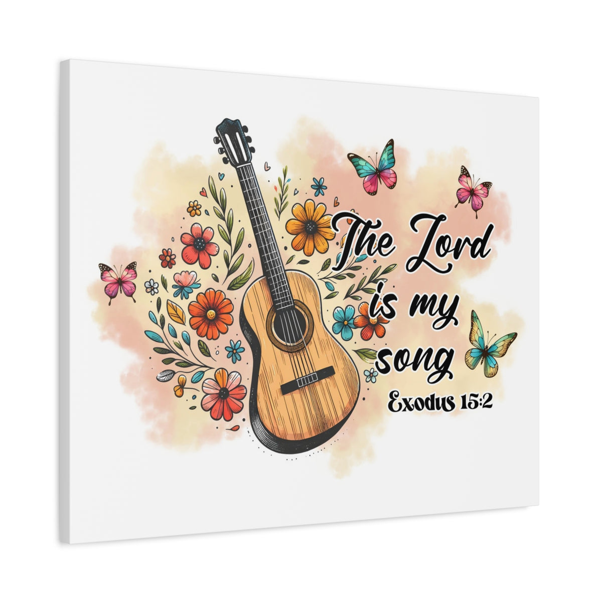 Scripture Walls Exodus 15:2 The Lord is My Song Bible Verse Canvas Christian Wall Art Ready to Hang Unframed-Express Your Love Gifts