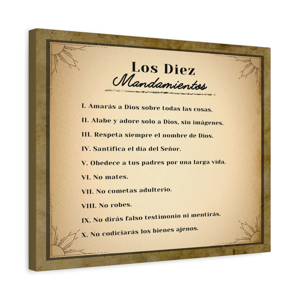Los Diez Mandamientos 10 Commandments Spanish Christian Wall Art Print Ready to Hang-Express Your Love Gifts