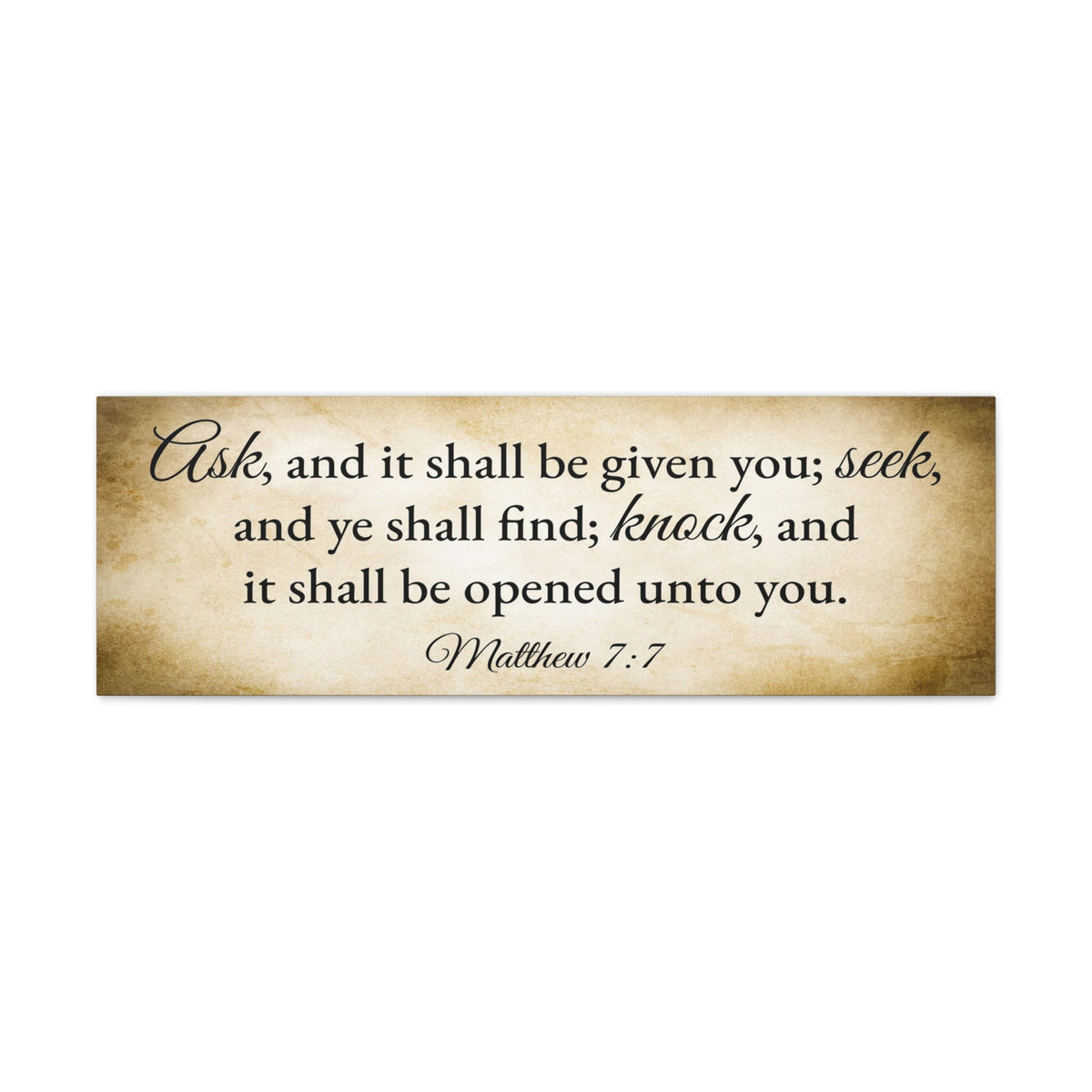 Scripture Walls Matthew 7:7 Gold Bible Verse Canvas Christian Wall Art Ready to Hang Unframed-Express Your Love Gifts