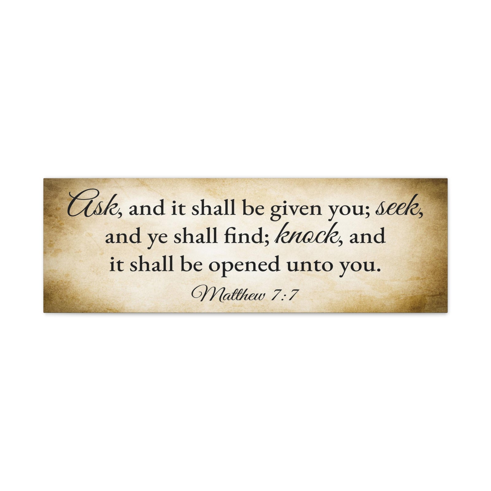 Scripture Walls Matthew 7:7 Gold Bible Verse Canvas Christian Wall Art Ready to Hang Unframed-Express Your Love Gifts