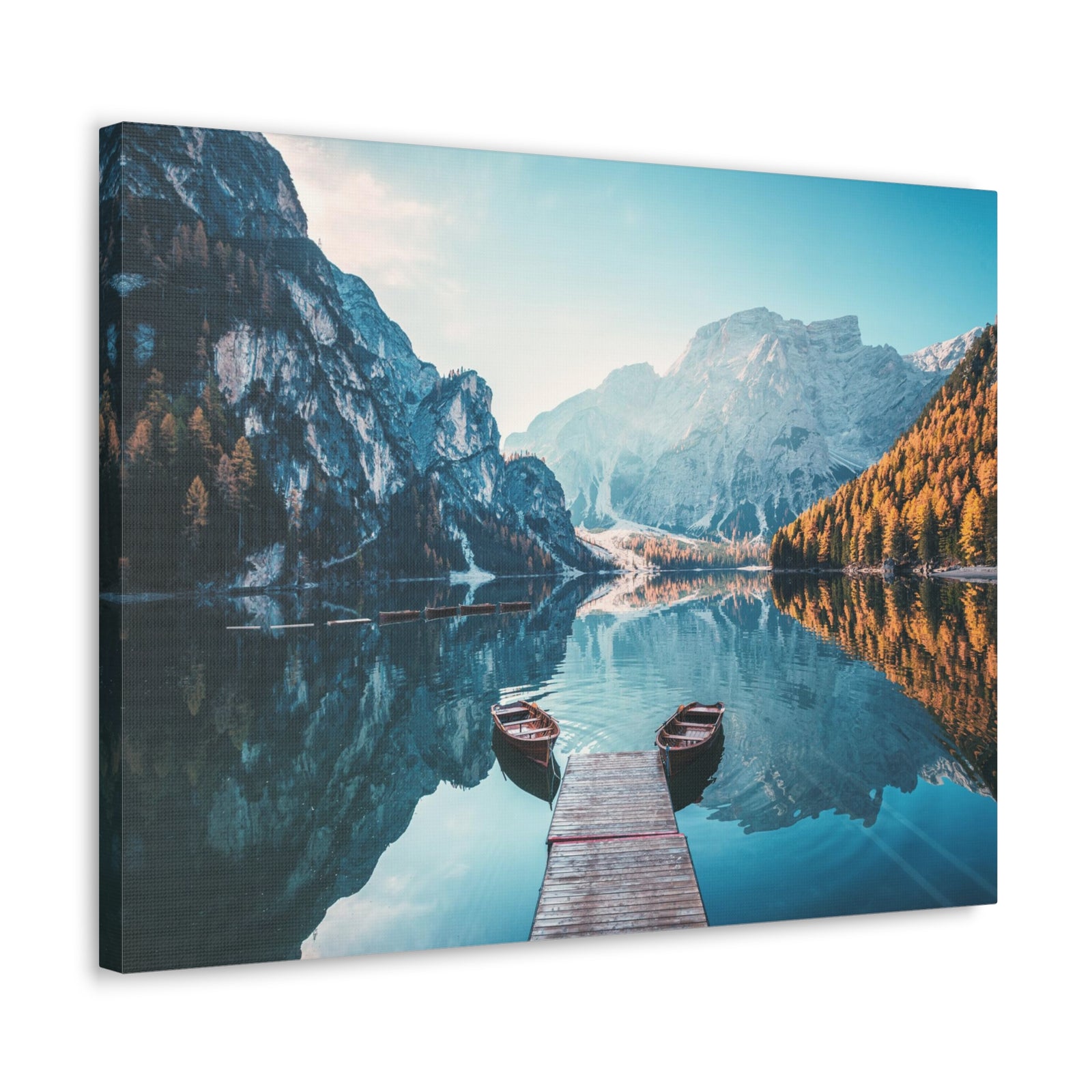 Mountain Valley Clear Lake Nature Wilderness Photography Canvas Wall Art for Home Decor Ready-to-Hang-Express Your Love Gifts