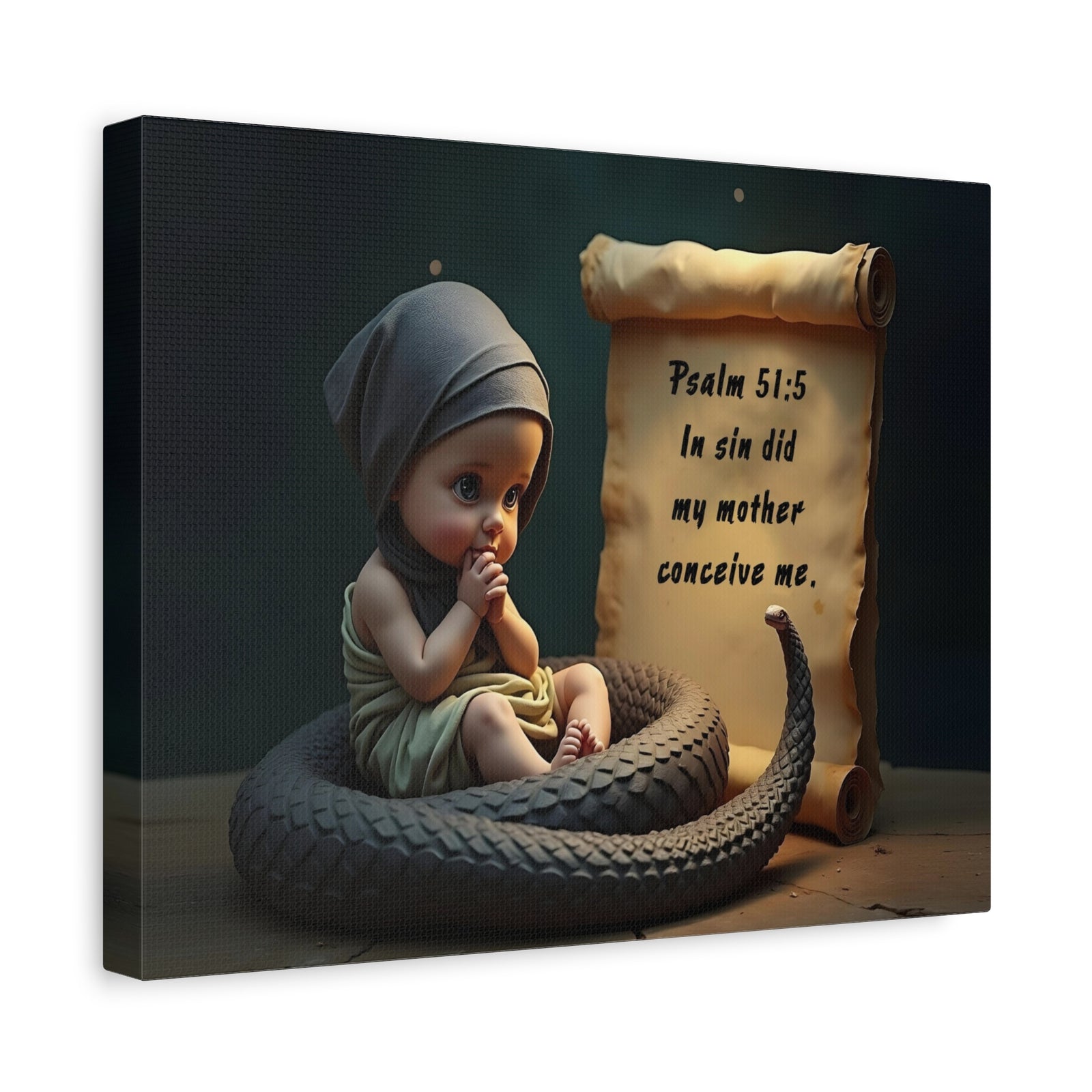 Scripture Walls Psalm 51:5 Viper in a Diaper Bible Verse Canvas Christian Wall Art Ready to Hang Unframed-Express Your Love Gifts