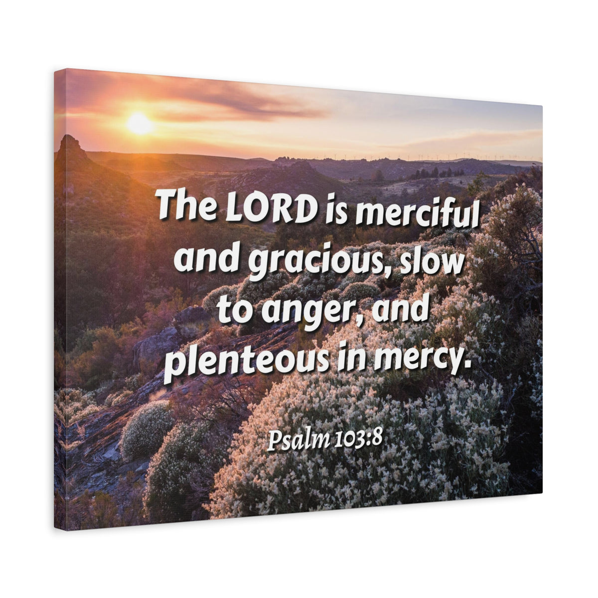 Scripture Canvas Merciful And Gracious Psalm 103:8 Christian Wall Art Bible Verse Print Ready to Hang-Express Your Love Gifts