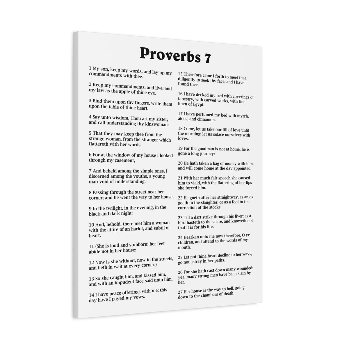 Scripture Walls Proverbs Chapter 7 White Bible Canvas Christian Wall Art Ready to Hang Unframed-Express Your Love Gifts
