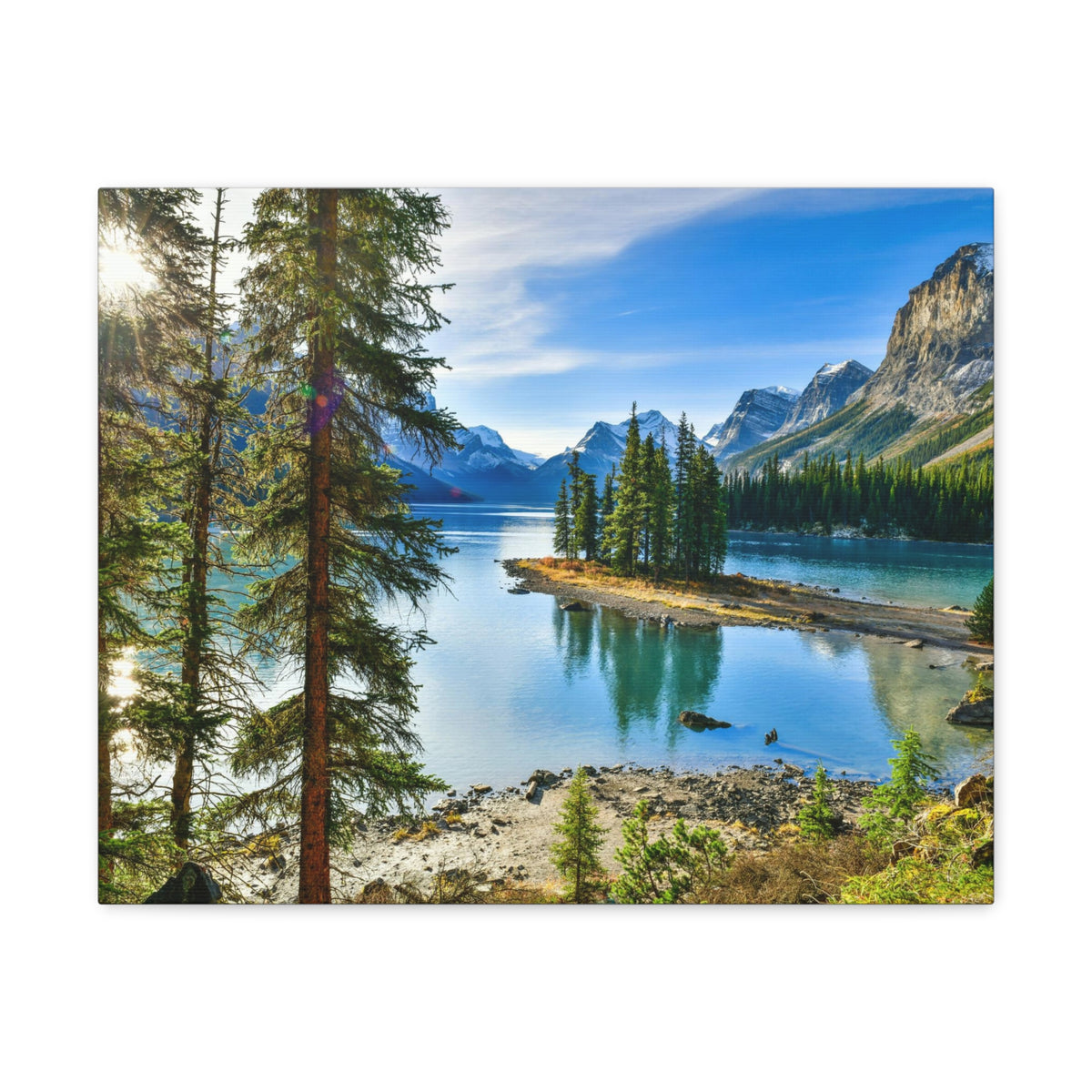 Mountain Lake Island Nature Wilderness Photography Canvas Wall Art for Home Decor Ready-to-Hang-Express Your Love Gifts