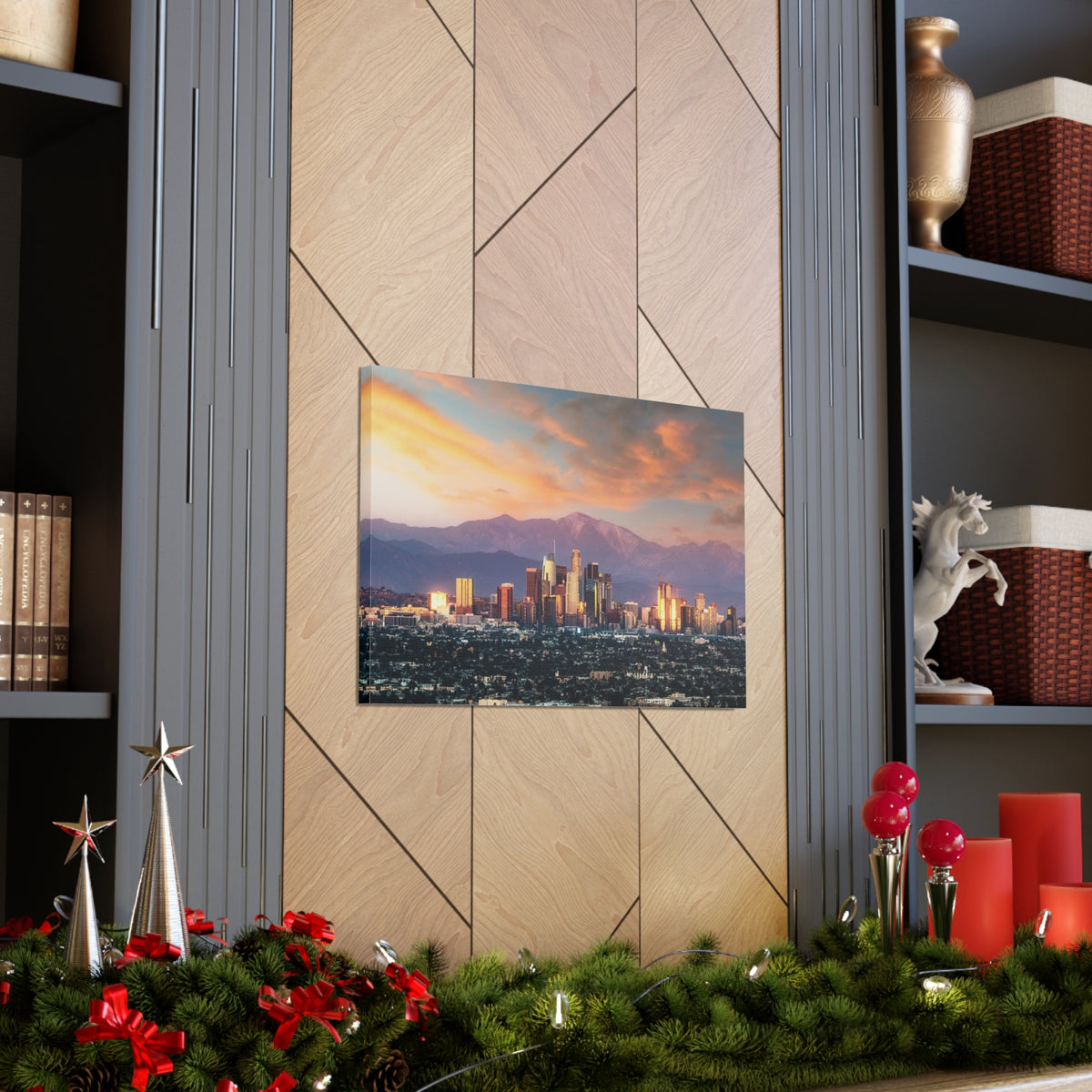 Los Angeles Daytime Skyline Canvas Artwork High-Quality Breathtaking Stunning Cityscape for Home Decor Ready to Hang-Express Your Love Gifts