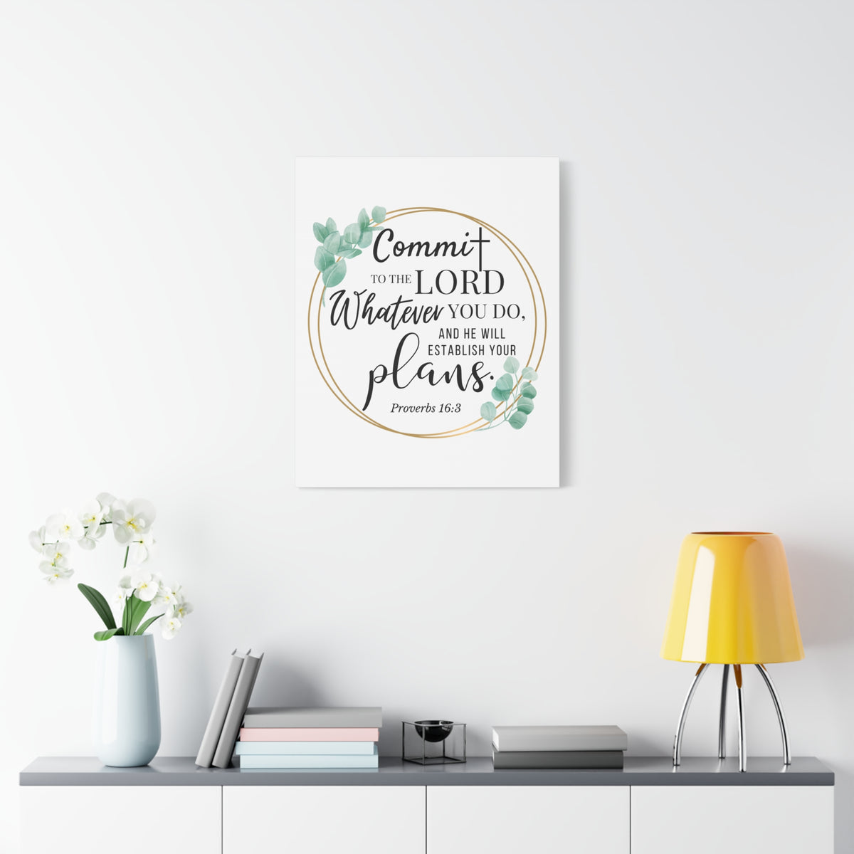 Scripture Walls Proverbs 16:3 Commit to the Lord Bible Verse Canvas Christian Wall Art Ready to Hang Unframed-Express Your Love Gifts