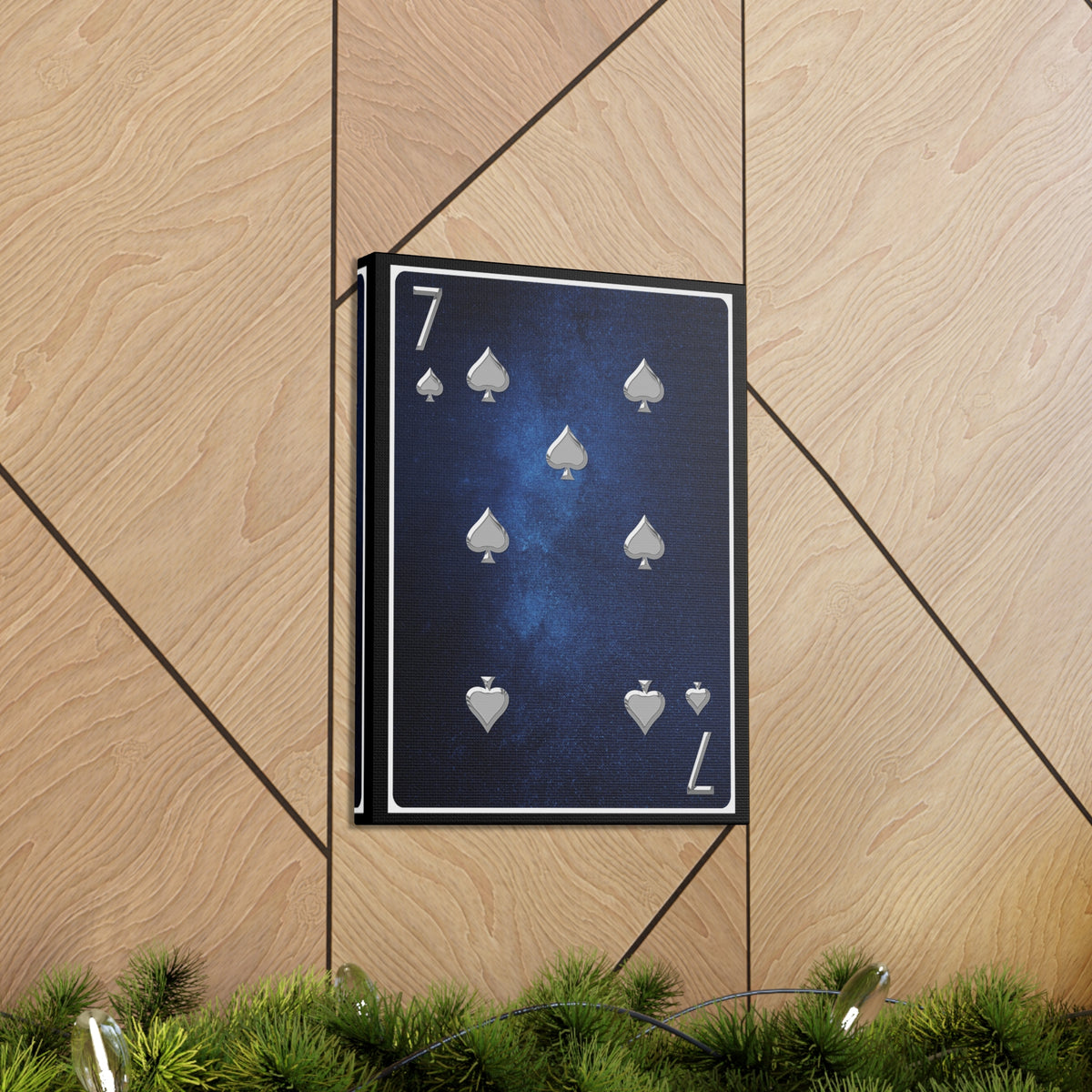 Seven Of Spades Space Background Playing Card Canvas Wall Art for Home Decor Ready-to-Hang-Express Your Love Gifts