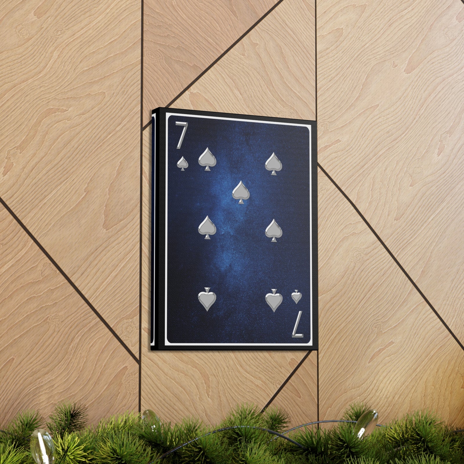 Seven Of Spades Space Background Playing Card Canvas Wall Art for Home Decor Ready-to-Hang-Express Your Love Gifts