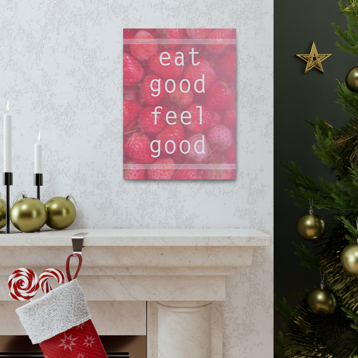 Inspirational Quote Canvas Eat Good Feel Good Motivational Print Ready to Hang Artwork-Express Your Love Gifts