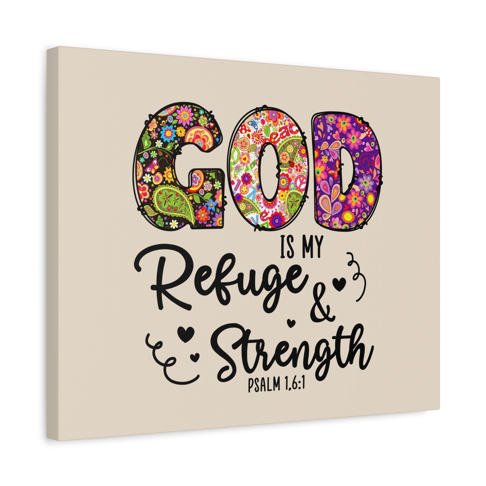 Scripture Walls Refuge & Strength Psalm 1,6:1 Floral Bible Verse Canvas Christian Wall Art Ready to Hang-Express Your Love Gifts