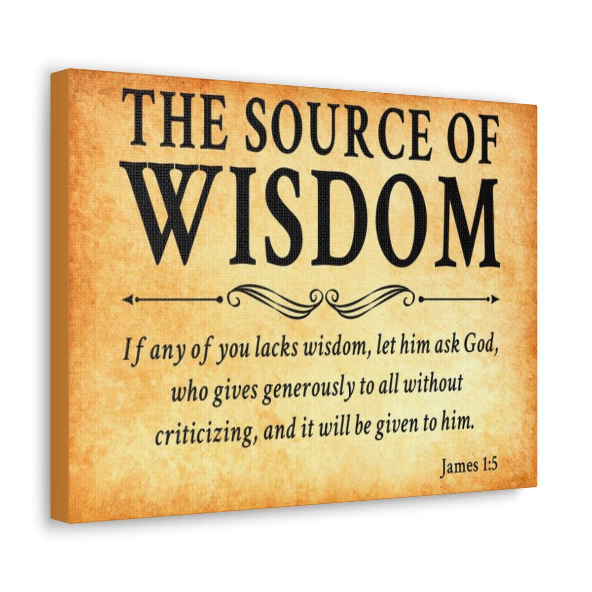 Scripture Walls James 1:5 The Source of Wisdom Gold Bible Verse Canvas Christian Wall Art Ready to Hang Unframed-Express Your Love Gifts